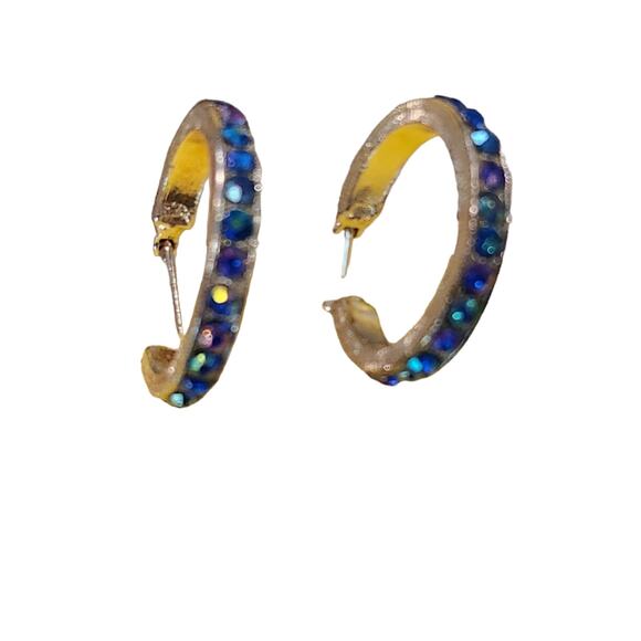 Artisan Collection Earrings Silvertone with Iridescent Blue Austrian Crystals - Picture 8 of 8